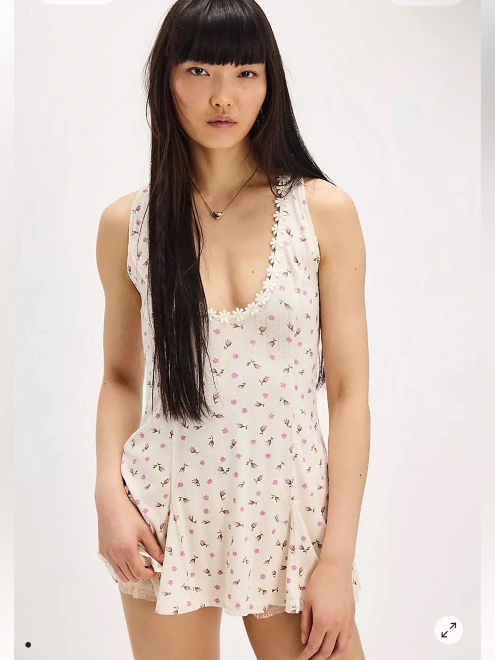 FREE PEOPLE Dress NWT Bali Isn’t it Lovely Daisy trim Ivory Lilac Size M